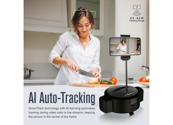 Promate Vision-HD  3-In-1 Ai Auto Tracking HD Streaming Smart Webcam with Built-In 3000mAh Power Bank, 360 Degree Rotation